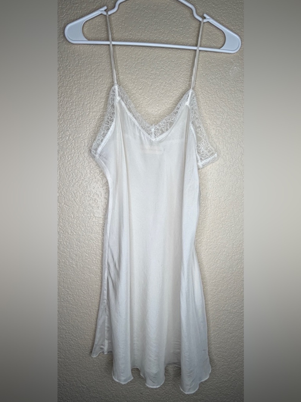 Johnny Was 4 Love And Liberty off-White Lace-Trim Silk Slip Dress sz M